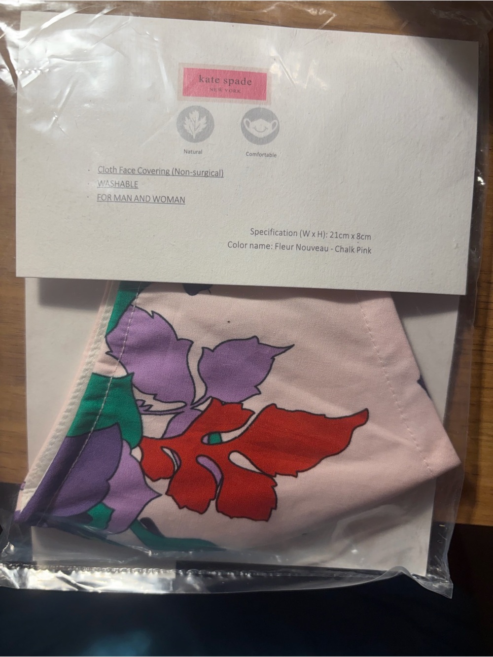Kate Spade Pink Floral Face Mask - Chalk Pink